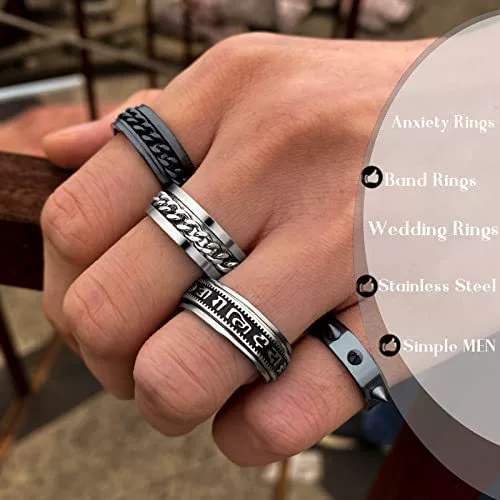 Wholesale Rotating Decompression Ring Titanium Steel Geometric Men's Jewelry Electroplated - Image 2