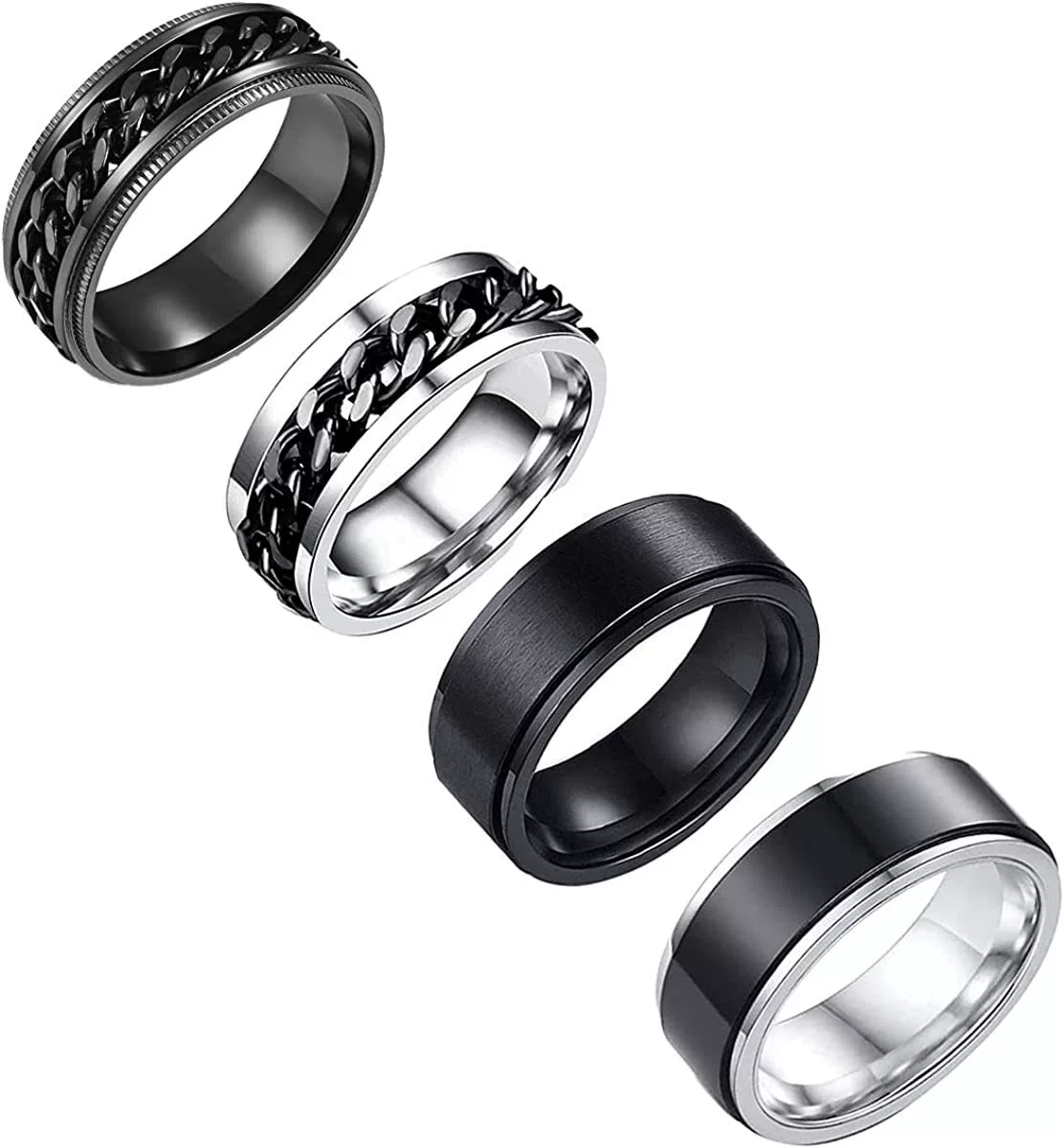 Wholesale Rotating Decompression Ring Titanium Steel Geometric Men's Jewelry Electroplated - Image 5