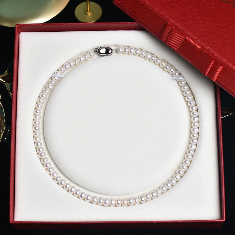 Wholesale Round Freshwater Pearl Necklace Copper Plated With Platinum Natural Original Design - Image 3