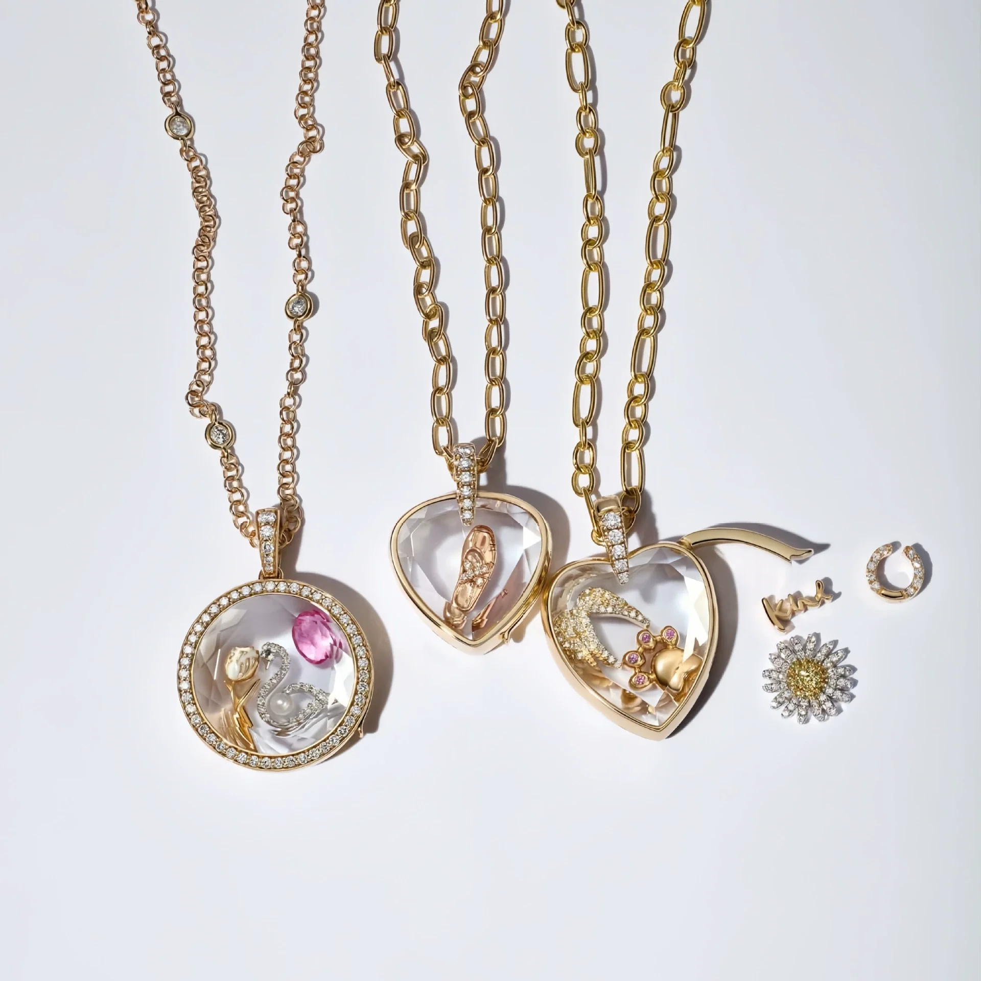 Wholesale Round Heart Geometric Diamond Glass Box Necklace With Electroplated Copper Pendant For Women Diy Flower Ballet Accessories Pastoral Style - Image 2
