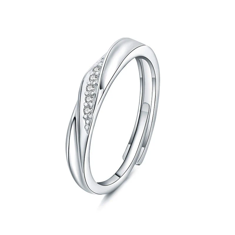 Wholesale S925 Silver Couple Ring With Wave Pattern And High Sense Of Design - Image 4