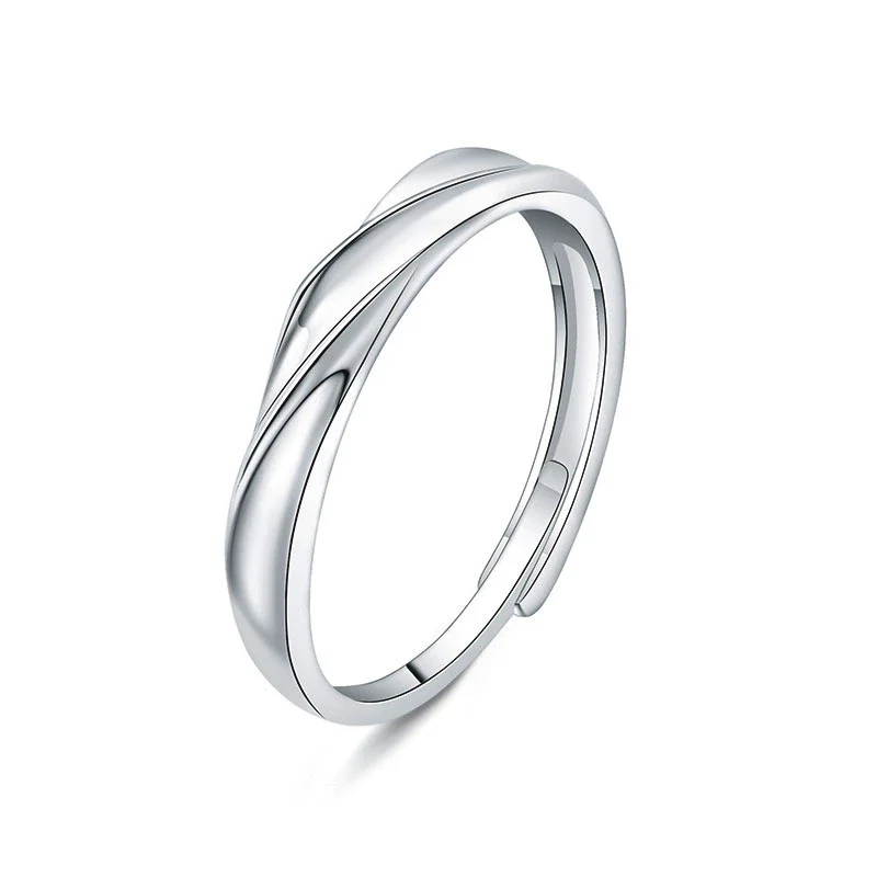 Wholesale S925 Silver Couple Ring With Wave Pattern And High Sense Of Design - Image 5