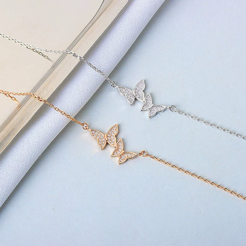 Wholesale S925 Silver Double Butterfly Electroplated Bracelet For Women - Image 3