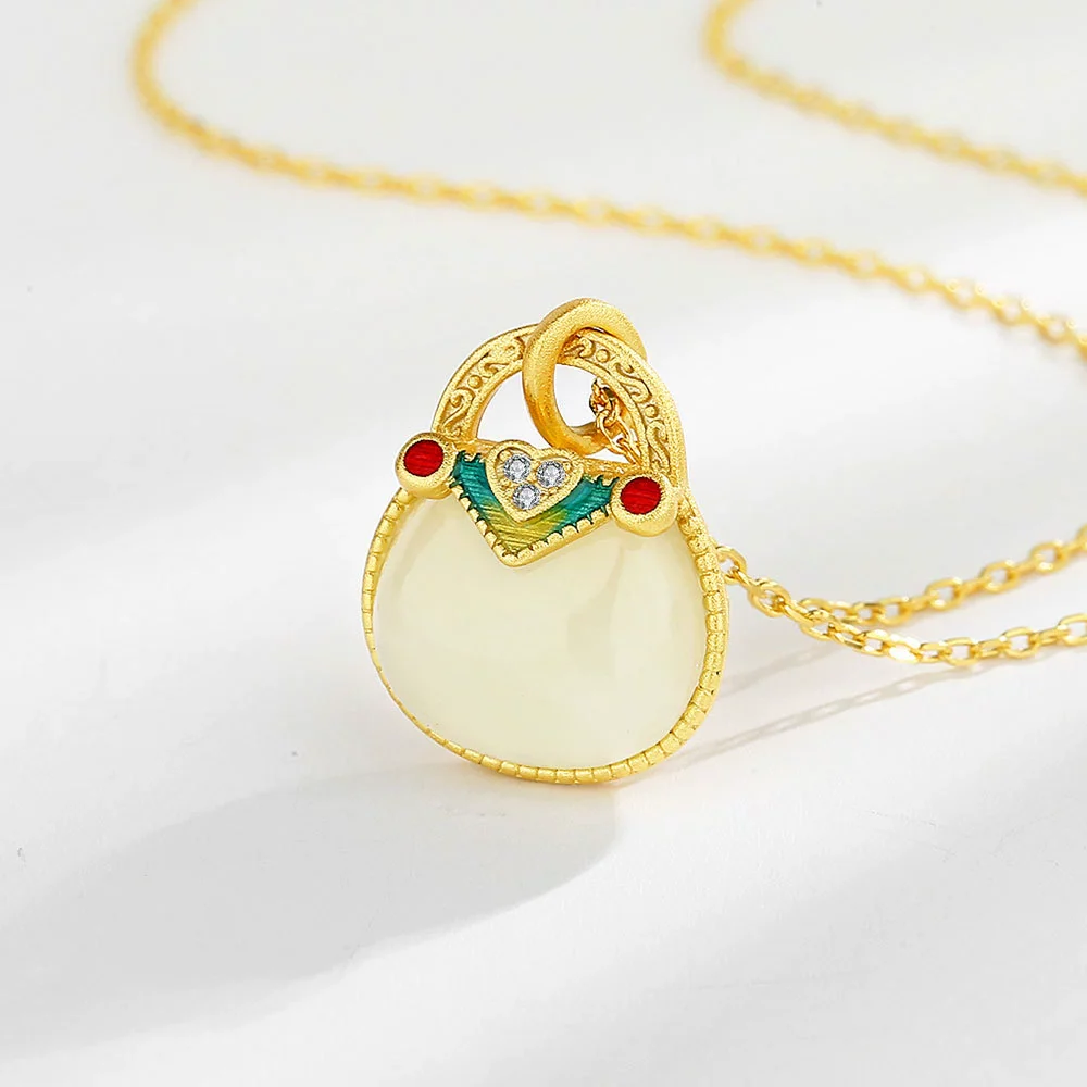 Wholesale S925 Silver Fourleaf Clover Chalcedony Pendant Necklace For Women With Geometric Design And Electroplating Treatment - Image 3