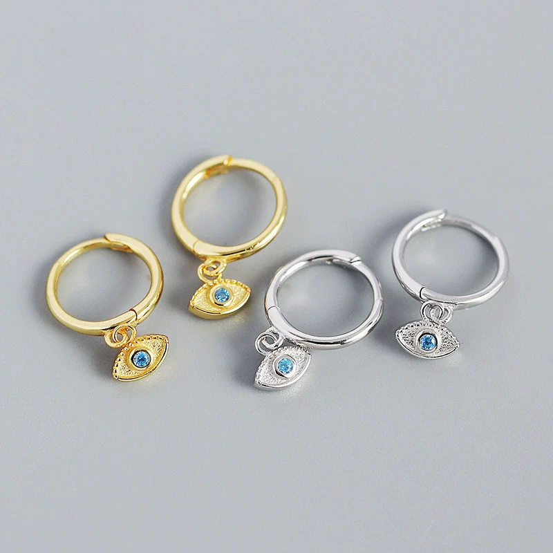 Wholesale S925 Silver Geometric Devil's Eye Earrings With Electroplating