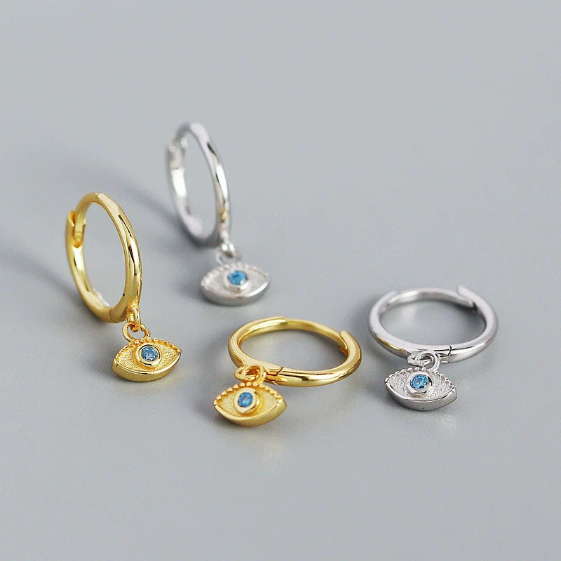 Wholesale S925 Silver Geometric Devil's Eye Earrings With Electroplating - Image 3