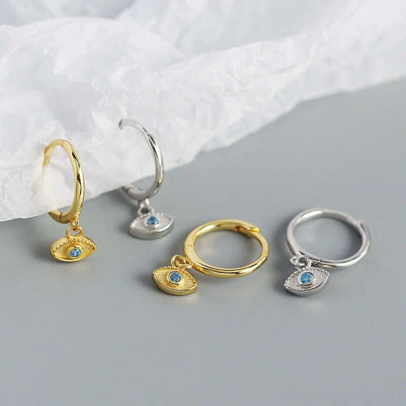 Wholesale S925 Silver Geometric Devil's Eye Earrings With Electroplating - Image 4