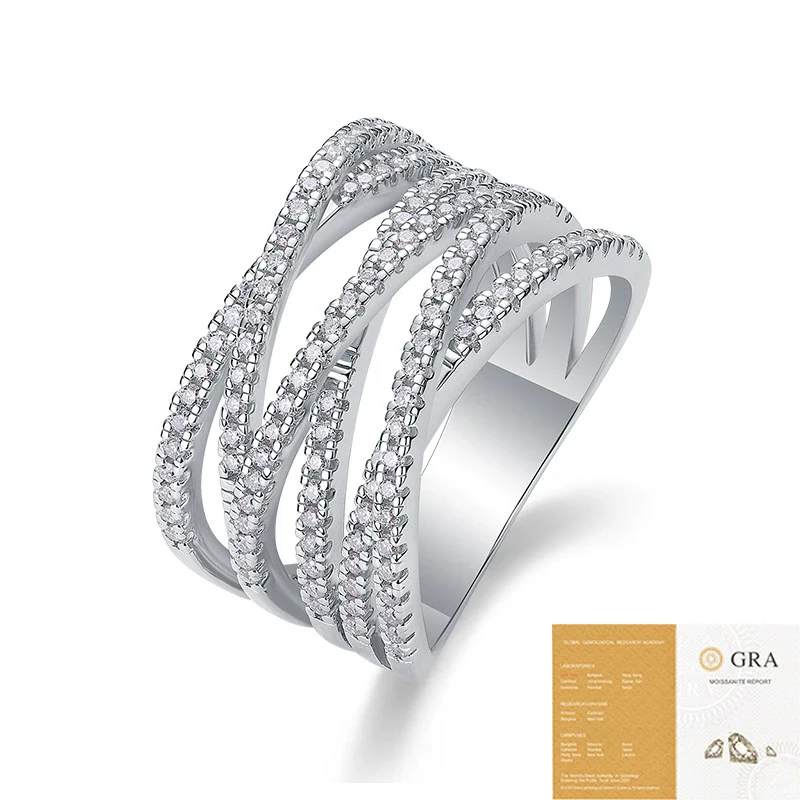 Wholesale S925 Silver Geometric Ring Set With Diamonds - Image 5