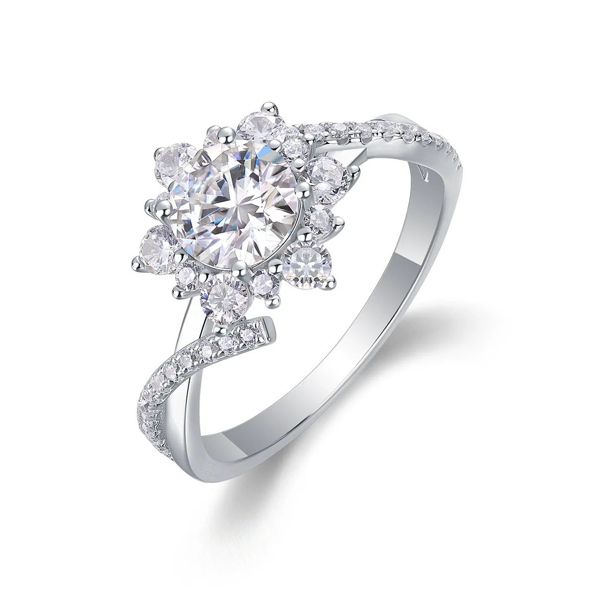 Wholesale S925 Silver Moissanite Geometric Ring Set With Diamonds For Women - Image 4
