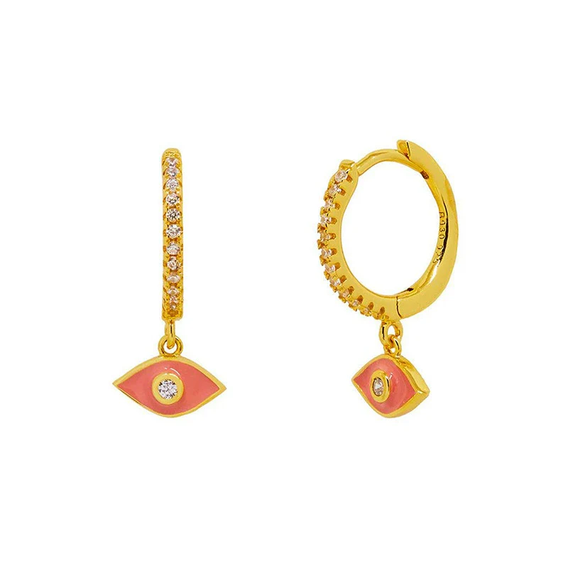 Wholesale S925 Silver Needle Devil's Eye Earrings Geometric Style Electroplated - Image 4