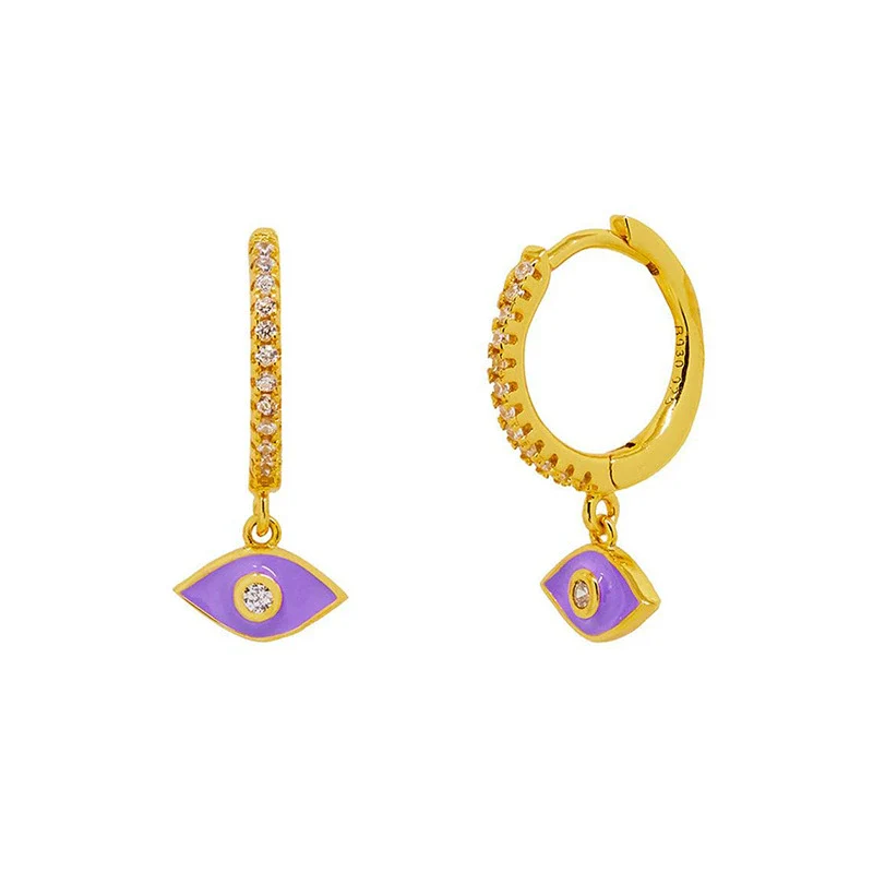 Wholesale S925 Silver Needle Devil's Eye Earrings Geometric Style Electroplated - Image 5
