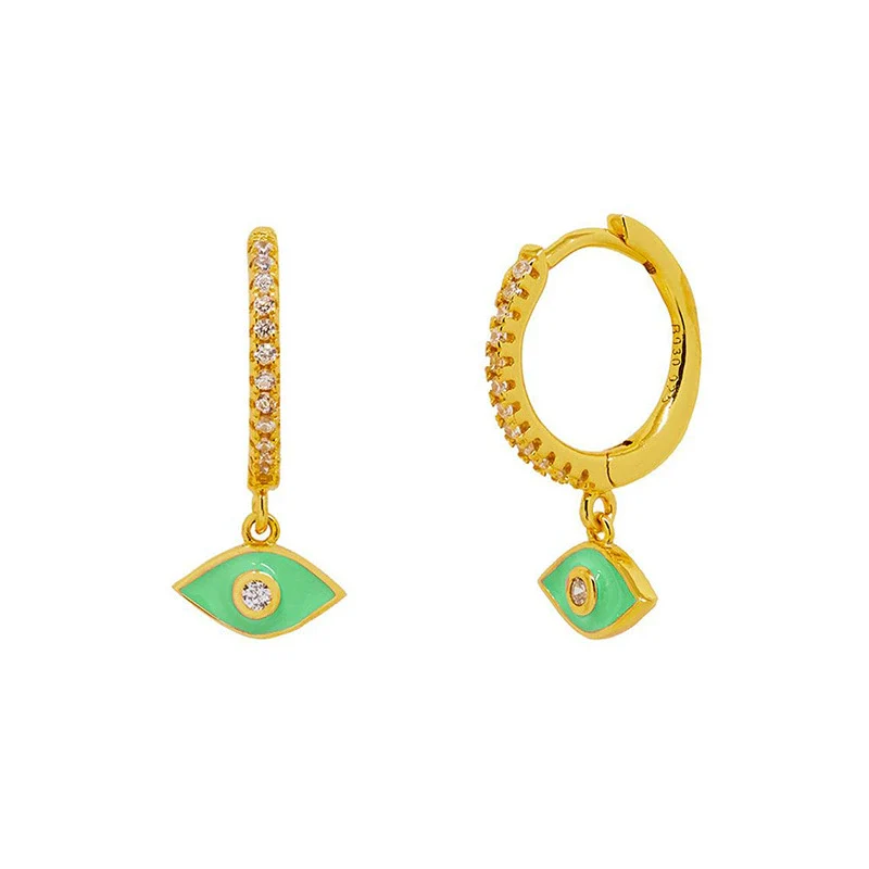 Wholesale S925 Silver Needle Devil's Eye Earrings Geometric Style Electroplated - Image 6