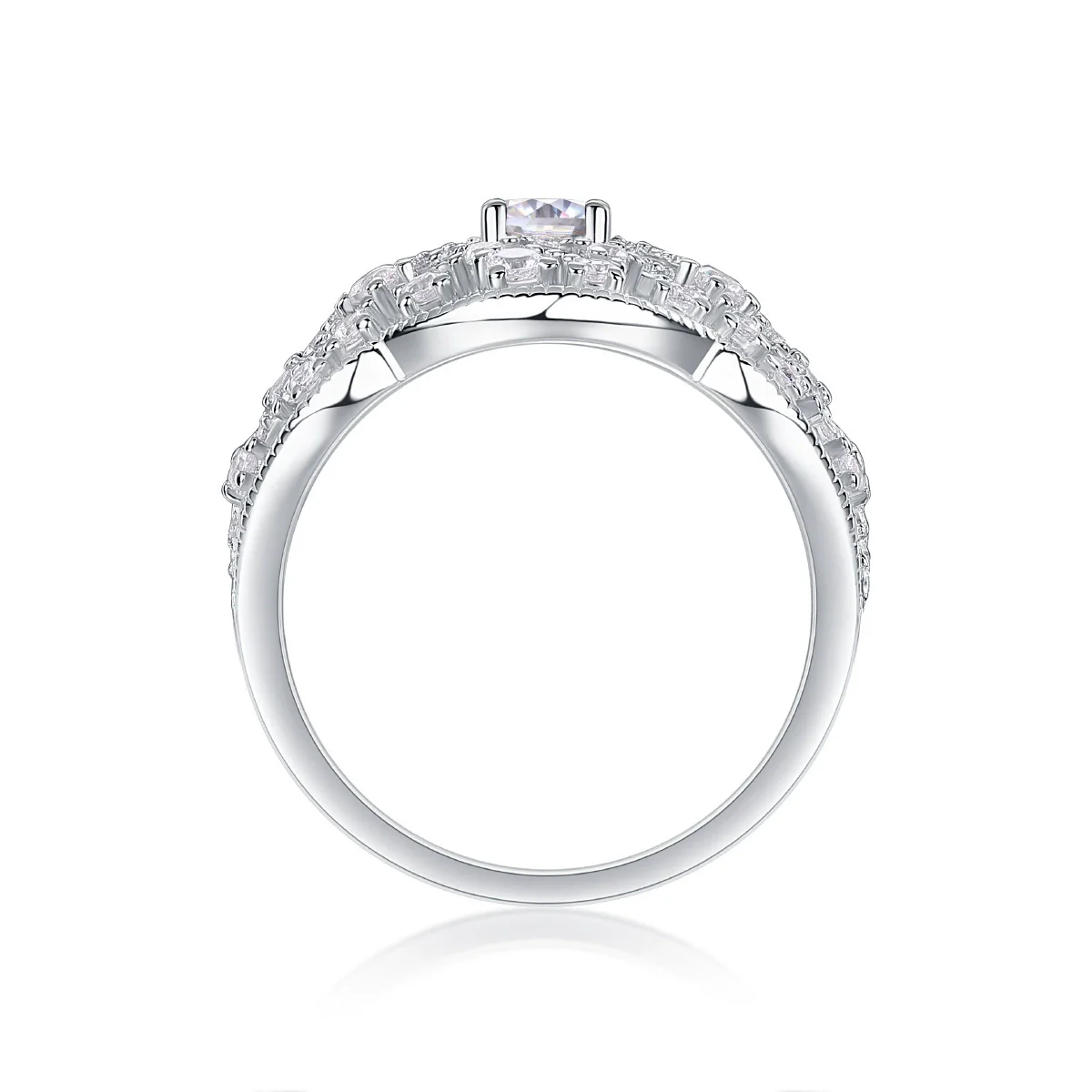 Wholesale S925 Silver Ring Set With Diamonds Geometric Style For Women - Image 3