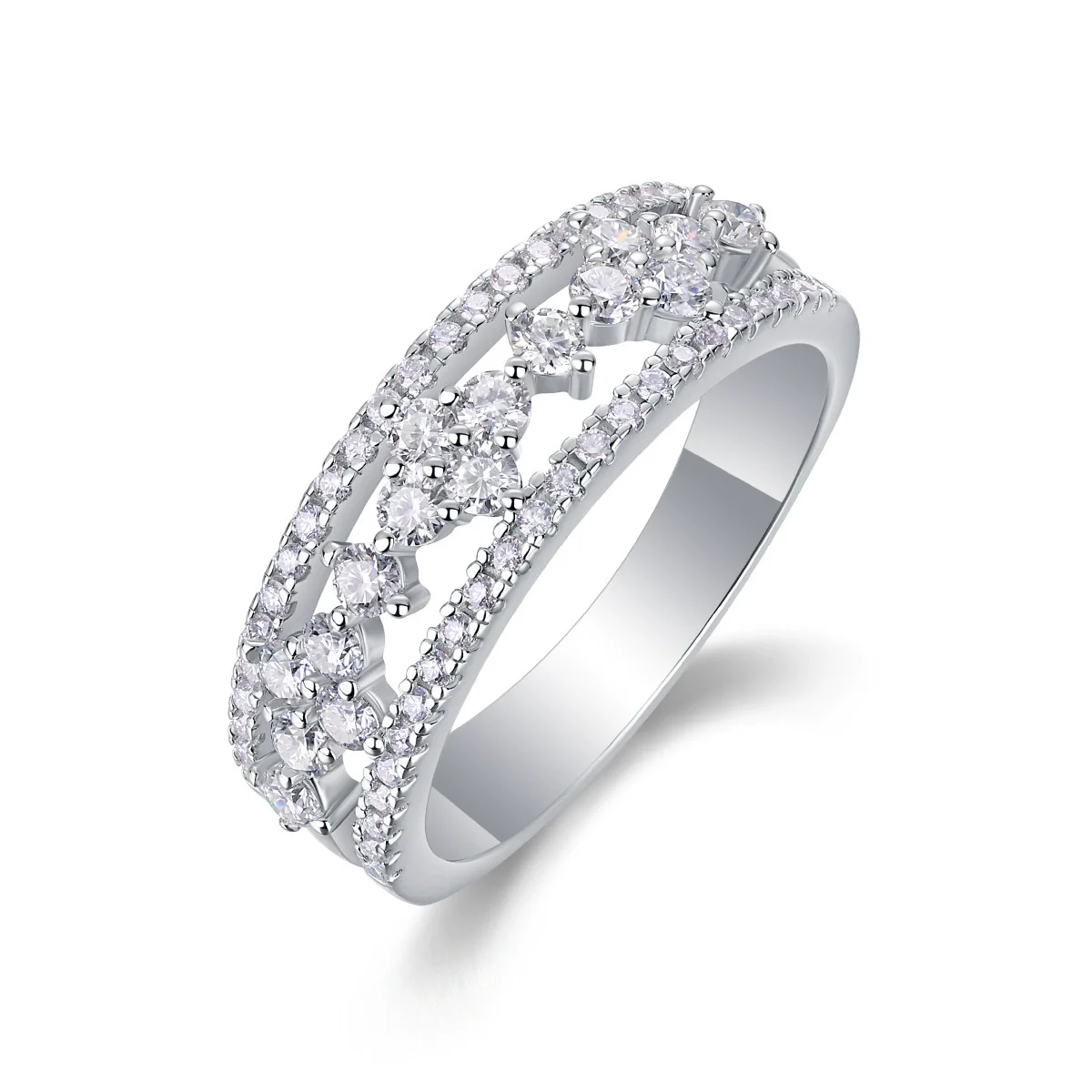 Wholesale S925 Silver Ring With Moissanite And Geometric Design Luxury Inlaid Fashion Style - Image 4