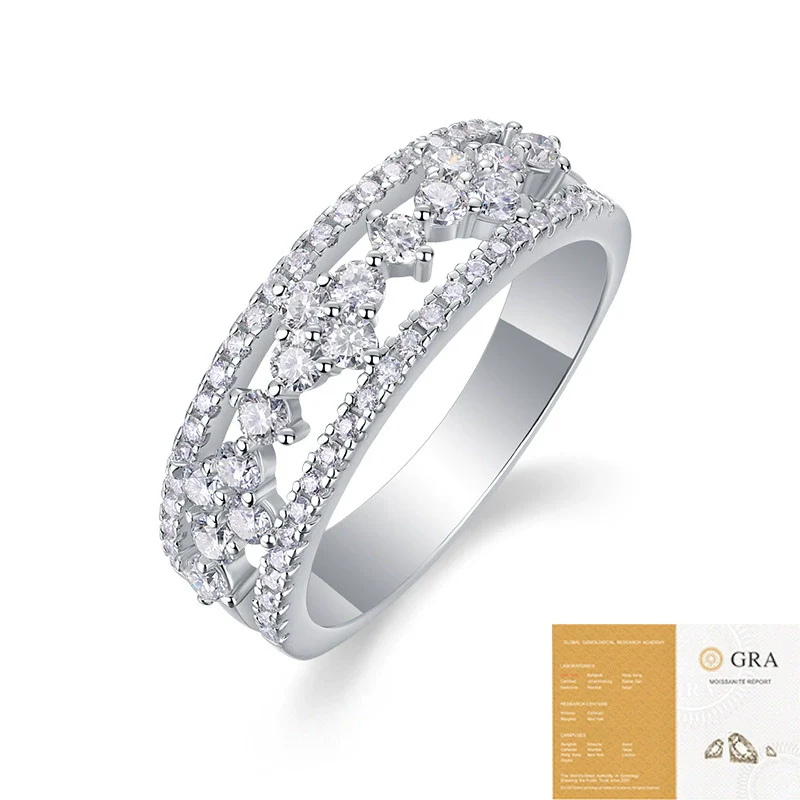 Wholesale S925 Silver Ring With Moissanite And Geometric Design Luxury Inlaid Fashion Style - Image 5