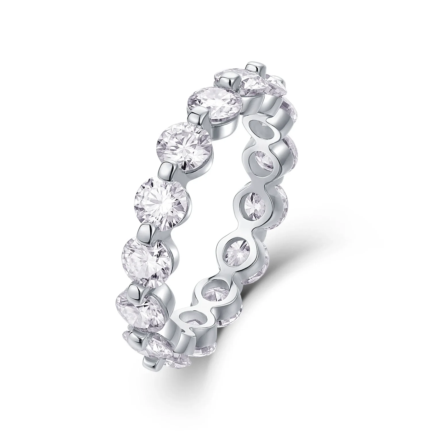 Wholesale S925 Silver Ring With Moissanite And Geometric Pattern Luxury Inlay Fashion Style For Women