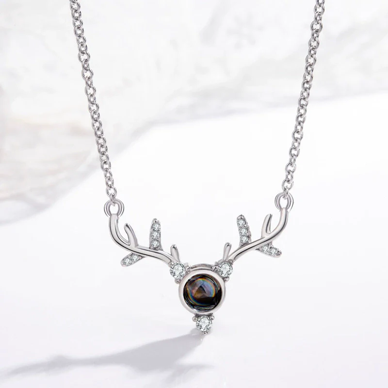 Wholesale S925 Sterling Silver Animals Zodiac Deer Pendant Clavicle Necklace With Cross Chain And Electroplating Treatment For Female - Image 3