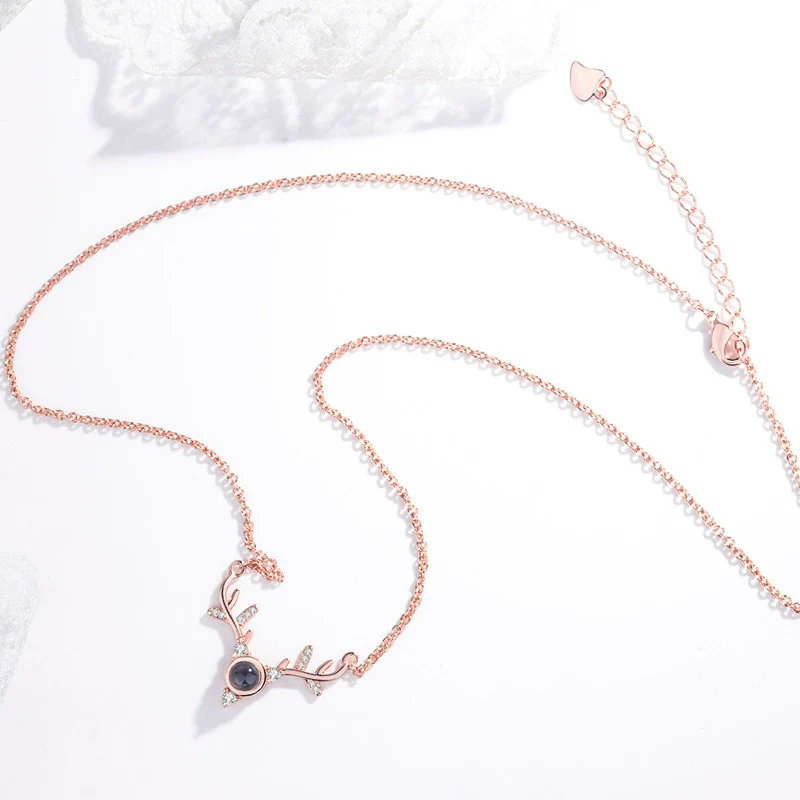 Wholesale S925 Sterling Silver Animals Zodiac Deer Pendant Clavicle Necklace With Cross Chain And Electroplating Treatment For Female - Image 4