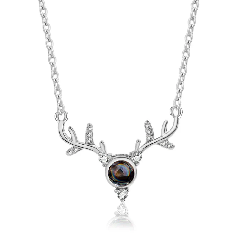Wholesale S925 Sterling Silver Animals Zodiac Deer Pendant Clavicle Necklace With Cross Chain And Electroplating Treatment For Female - Image 5
