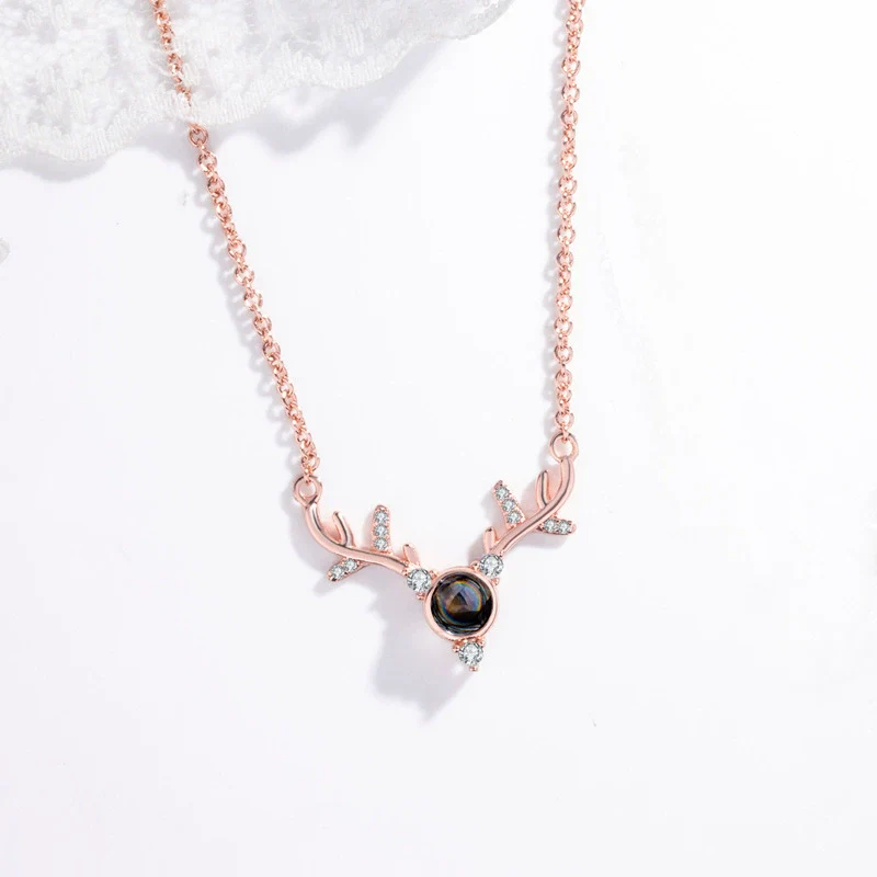 Wholesale S925 Sterling Silver Animals Zodiac Deer Pendant Clavicle Necklace With Cross Chain And Electroplating Treatment For Female - Image 6