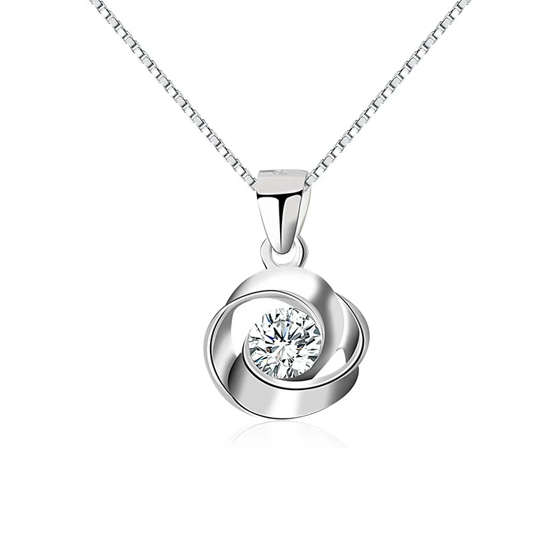 Wholesale S925 Sterling Silver Clavicle Chain With Flower Patterned Pendant And Electroplating Treatment For Female - Image 5