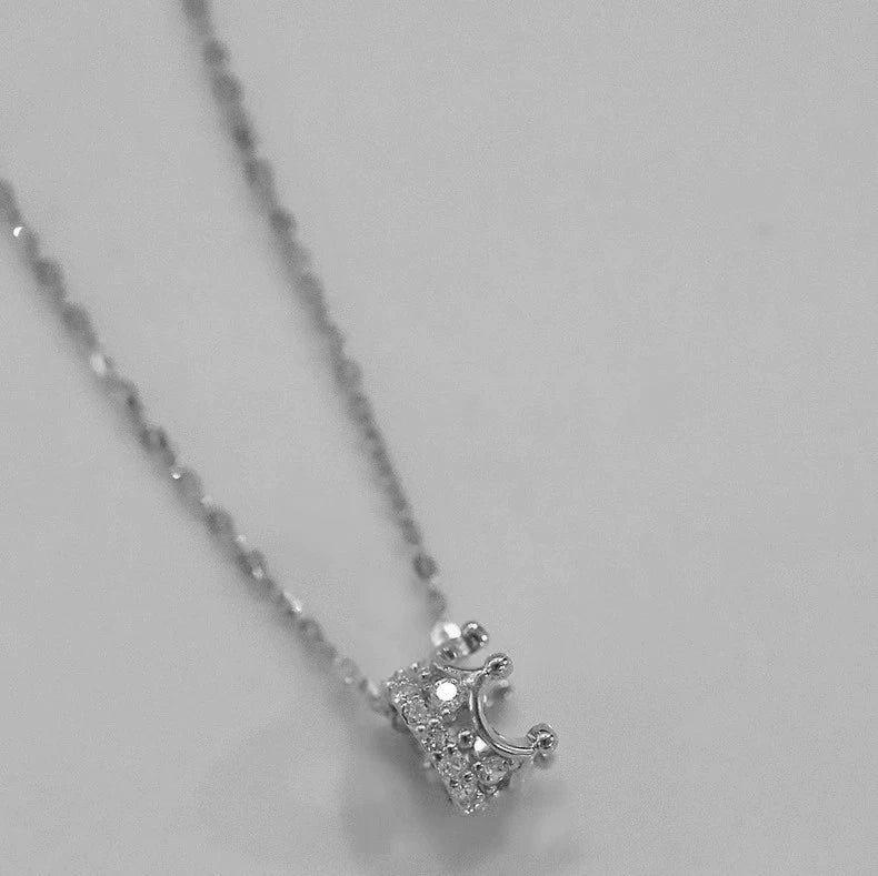 Wholesale S925 Sterling Silver Crown Pendant Necklace For Women 14K Gold Plated Stereo Cut Out Inlaid With Zircon - Image 7