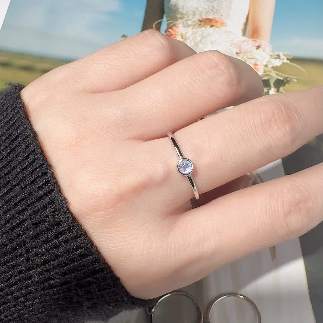 Wholesale S925 Sterling Silver Crystal Geometric December Birthday Stone Ring Set With Gems For Women - Image 3