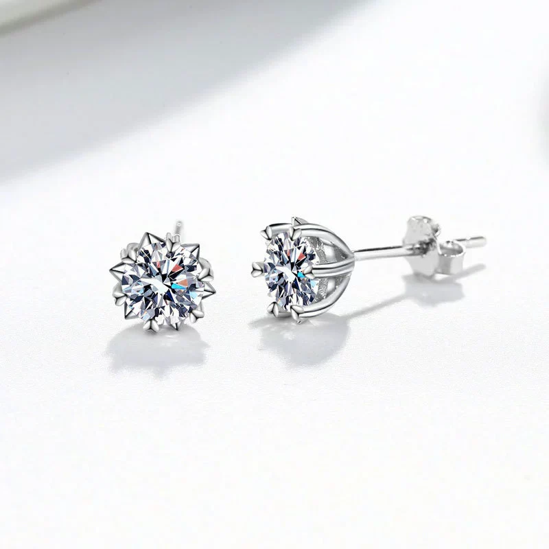 Wholesale S925 Sterling Silver Earrings With Six Claw Petals Moissanite And Eight Hearts Eight Arrows Design Electroplated - Image 6