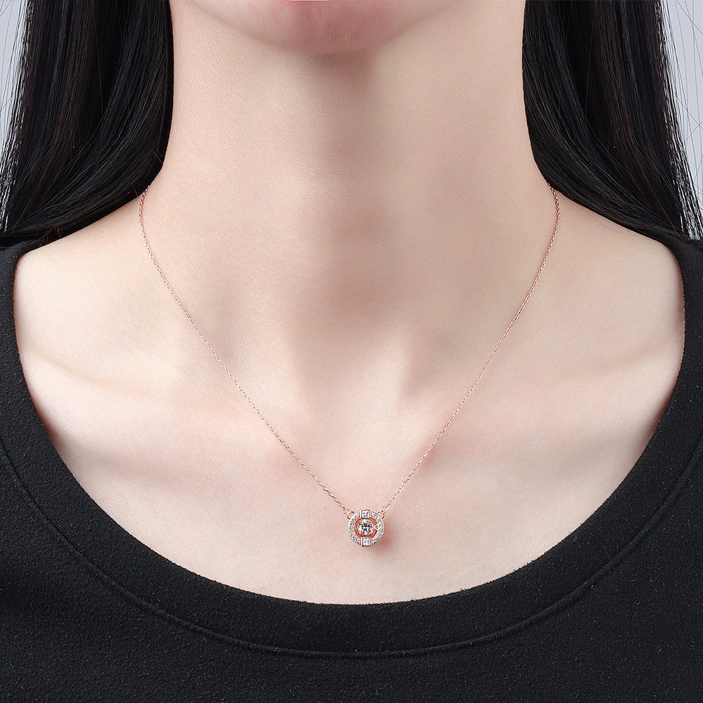 Wholesale S925 Sterling Silver Geometric Beating Heart Pendant Necklace With Diamond Design And Cross Chain For Female - Image 3
