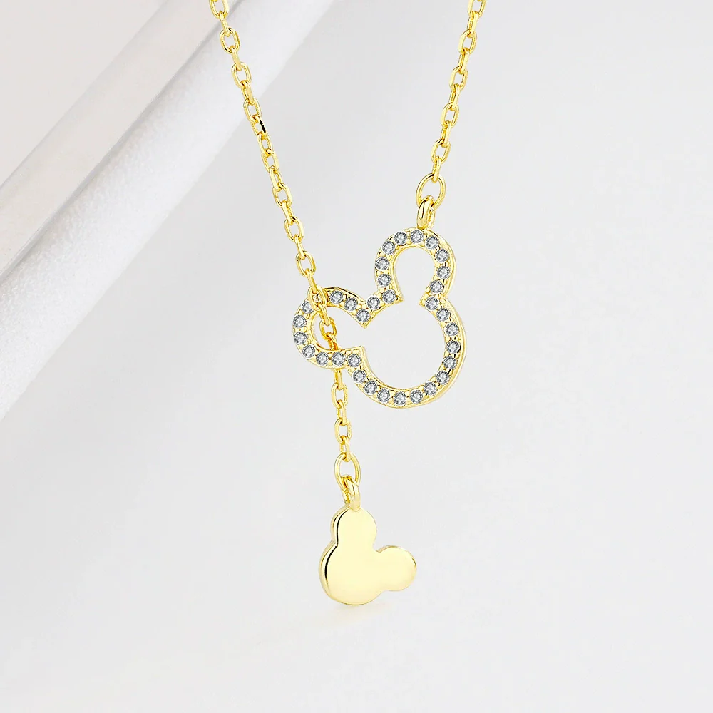 Wholesale S925 Sterling Silver Geometric Cartoon Mouse Bear Necklace