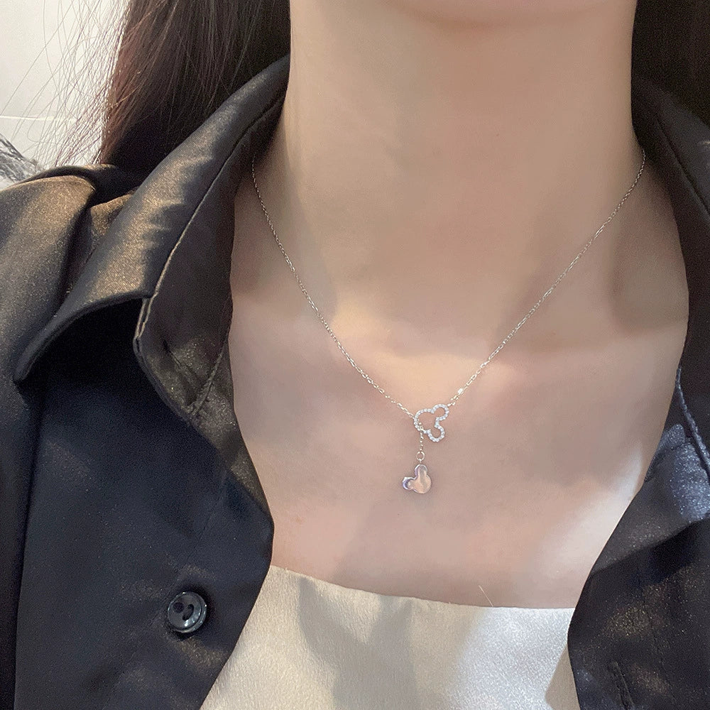 Wholesale S925 Sterling Silver Geometric Cartoon Mouse Bear Necklace - Image 4