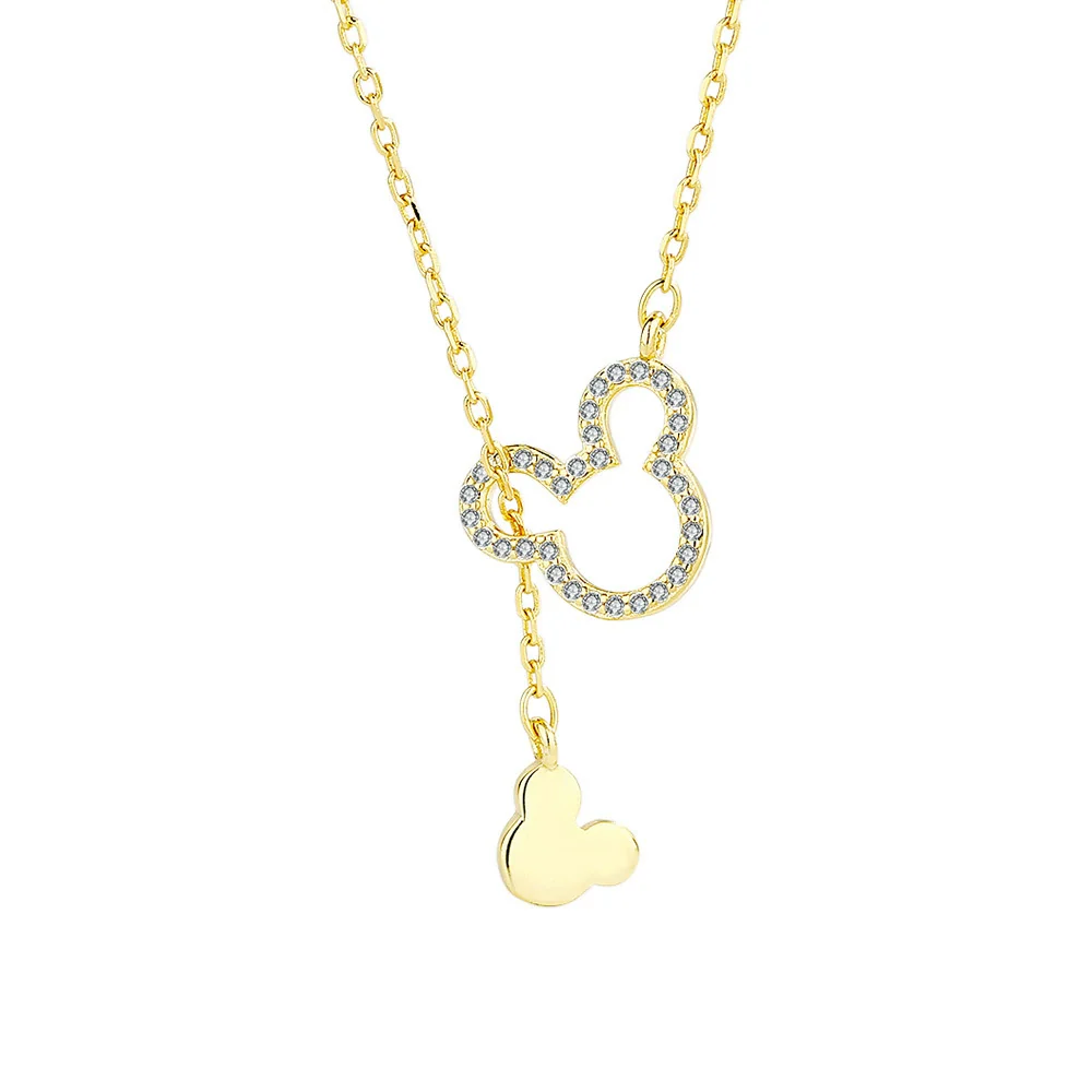 Wholesale S925 Sterling Silver Geometric Cartoon Mouse Bear Necklace - Image 5