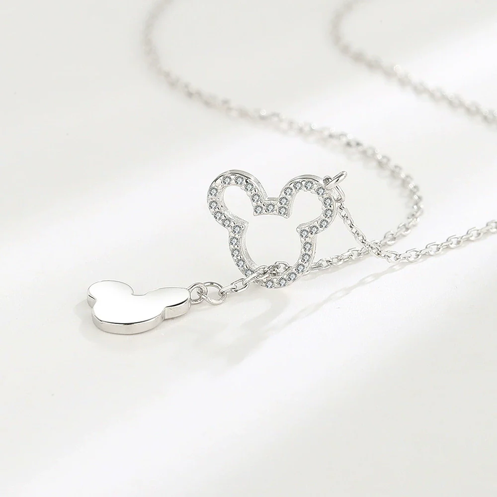 Wholesale S925 Sterling Silver Geometric Cartoon Mouse Bear Necklace - Image 6