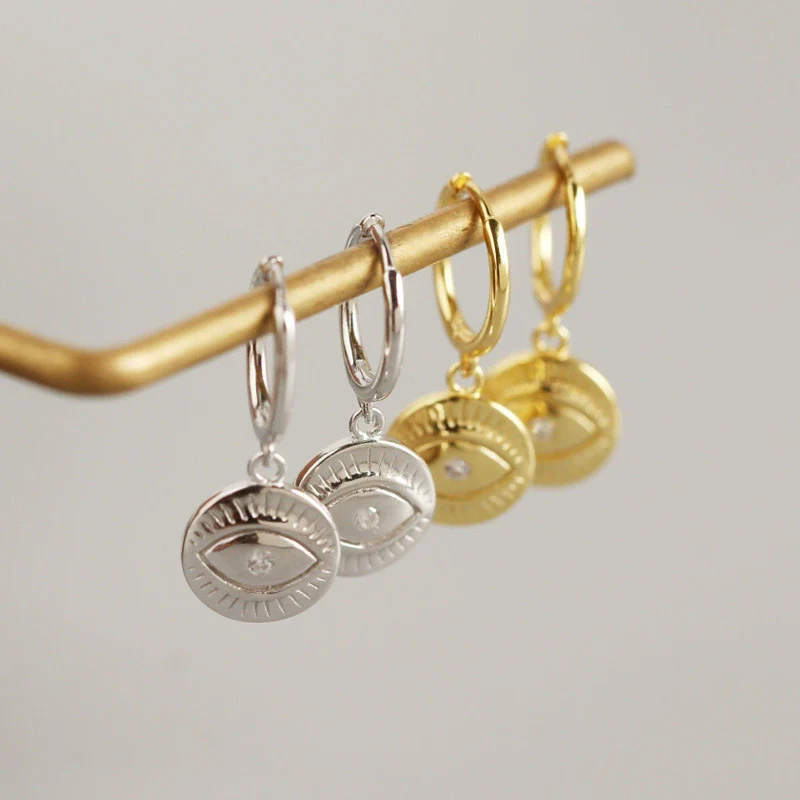 Wholesale S925 Sterling Silver Geometric Devil's Eye Totem Electroplated Earrings For Women - Image 4