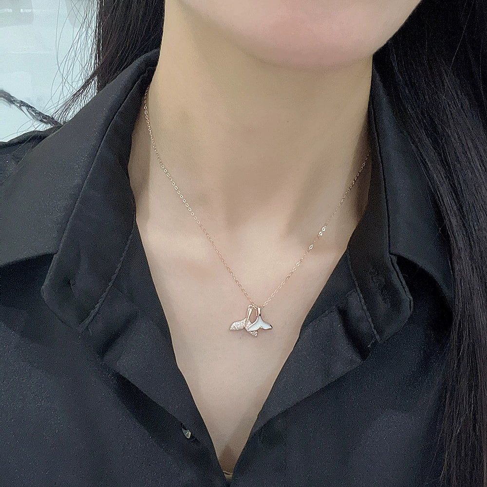 Wholesale S925 Sterling Silver Geometric Mermaid Tail Necklace For Women - Image 3