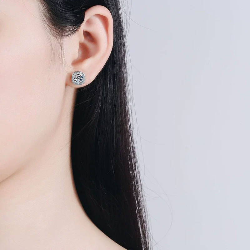 Wholesale S925 Sterling Silver Geometric Micro Inlay Square Earrings Electroplated For Women - Image 4