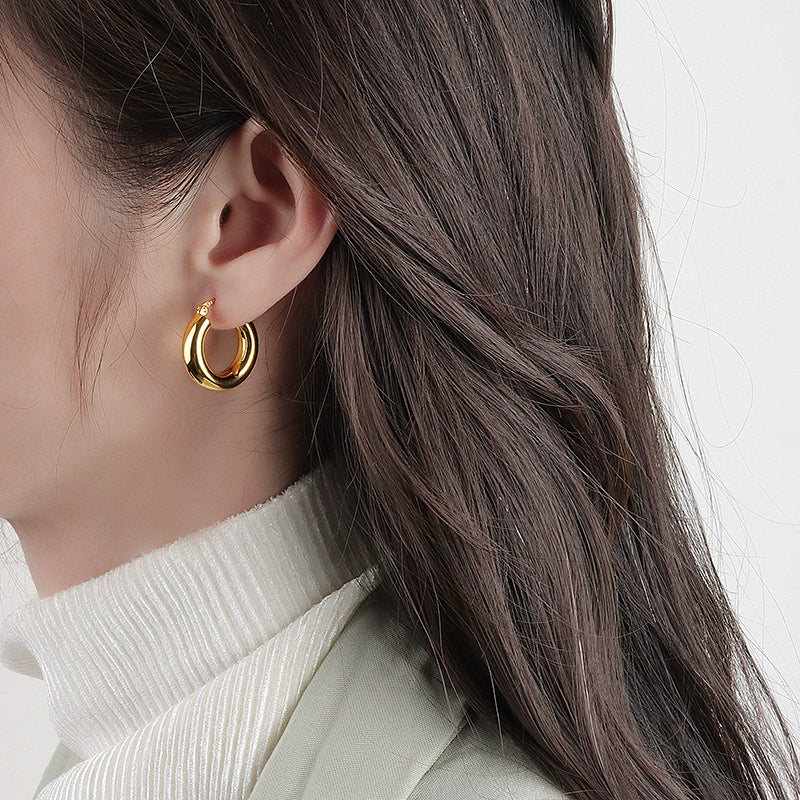 Wholesale S925 Sterling Silver Geometric Minimalist Electroplated Women's Earrings - Image 4
