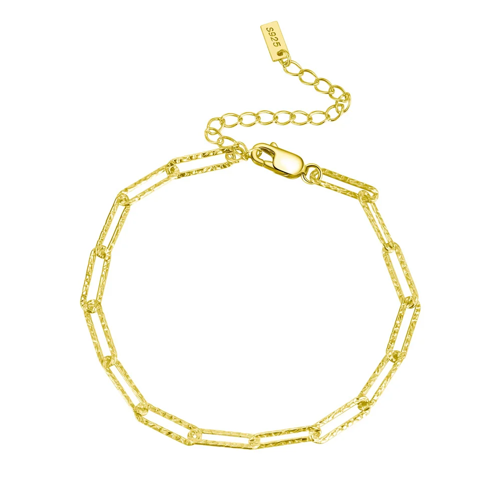 Wholesale S925 Sterling Silver Geometric Paperclip Bracelet For Women With Electroplating - Image 5