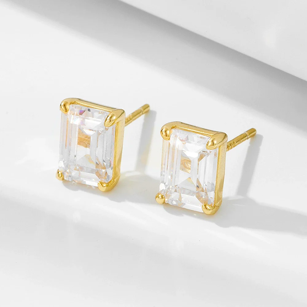 Wholesale S925 Sterling Silver Geometric Square Zircon Stud Earrings For Women