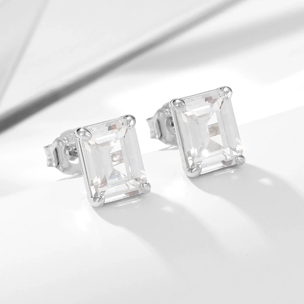 Wholesale S925 Sterling Silver Geometric Square Zircon Stud Earrings For Women - Image 2
