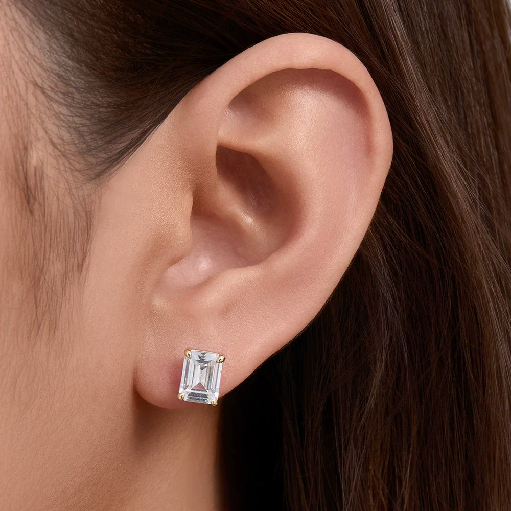Wholesale S925 Sterling Silver Geometric Square Zircon Stud Earrings For Women - Image 3