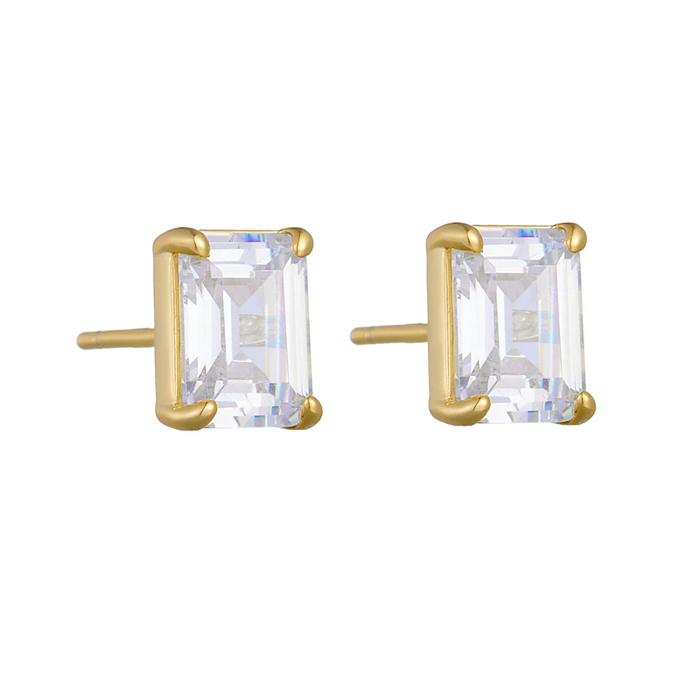 Wholesale S925 Sterling Silver Geometric Square Zircon Stud Earrings For Women - Image 4