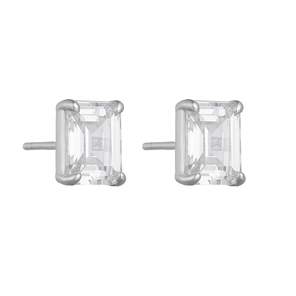 Wholesale S925 Sterling Silver Geometric Square Zircon Stud Earrings For Women - Image 5