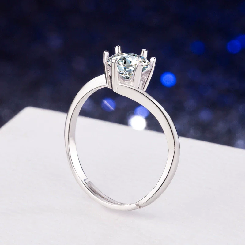 Wholesale S925 Sterling Silver Geometric Women's Ring With Electroplating And Six Claw Setting - Image 3
