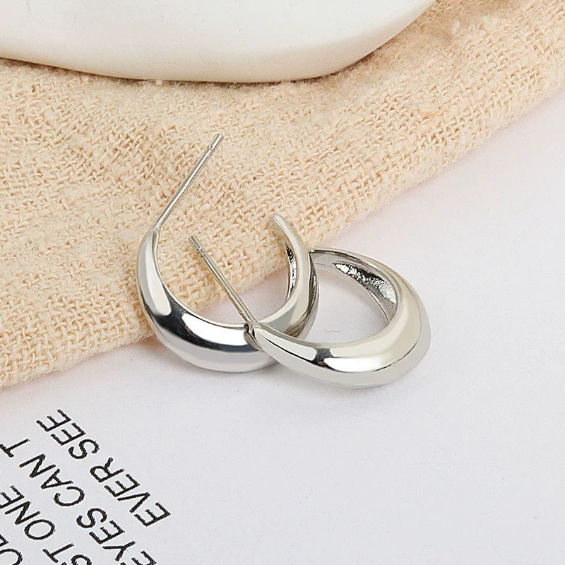 Wholesale S925 Sterling Silver Goldplated Concaveconvex Female Earrings - Image 3