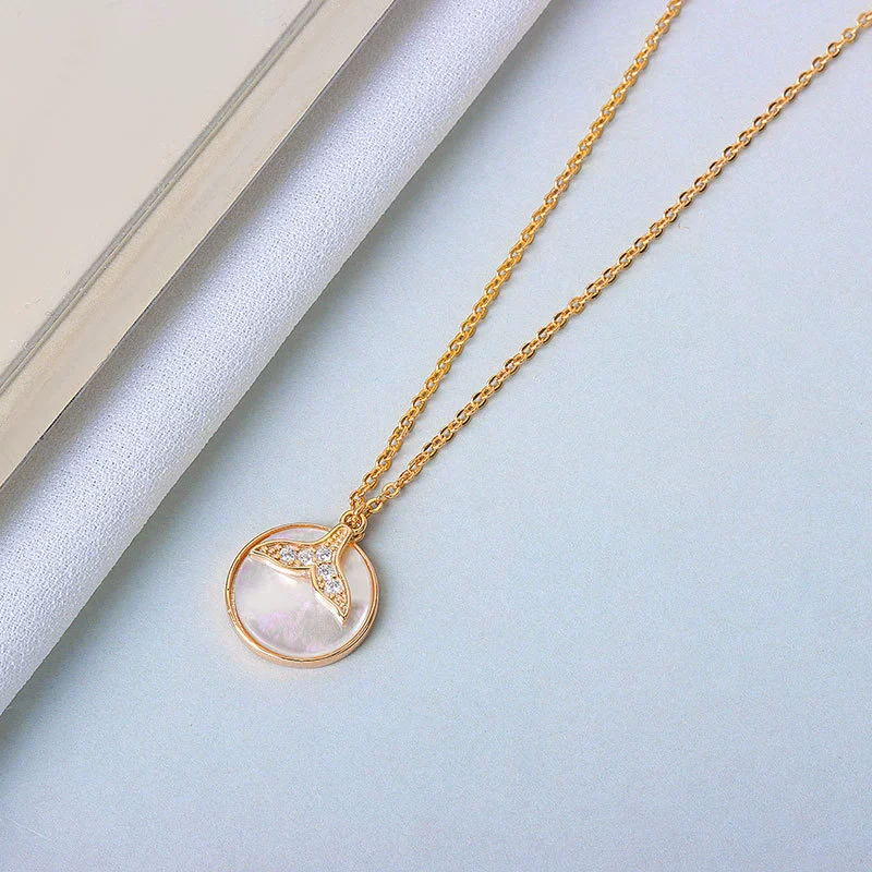 Wholesale S925 Sterling Silver Mermaid Fritillary Fish Tail Clavicle Necklace With Electroplating - Image 7