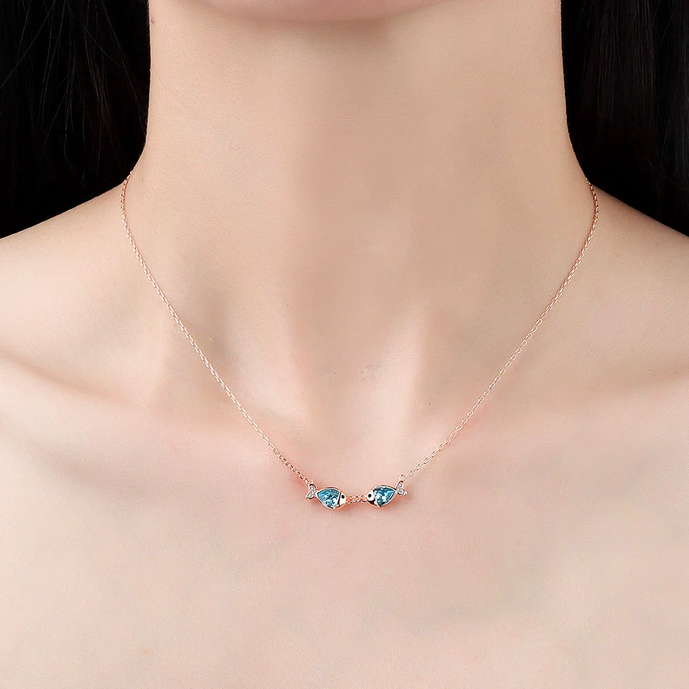 Wholesale S925 Sterling Silver Necklace With Geometric Design And Fish Kiss Pendant For Women - Image 2
