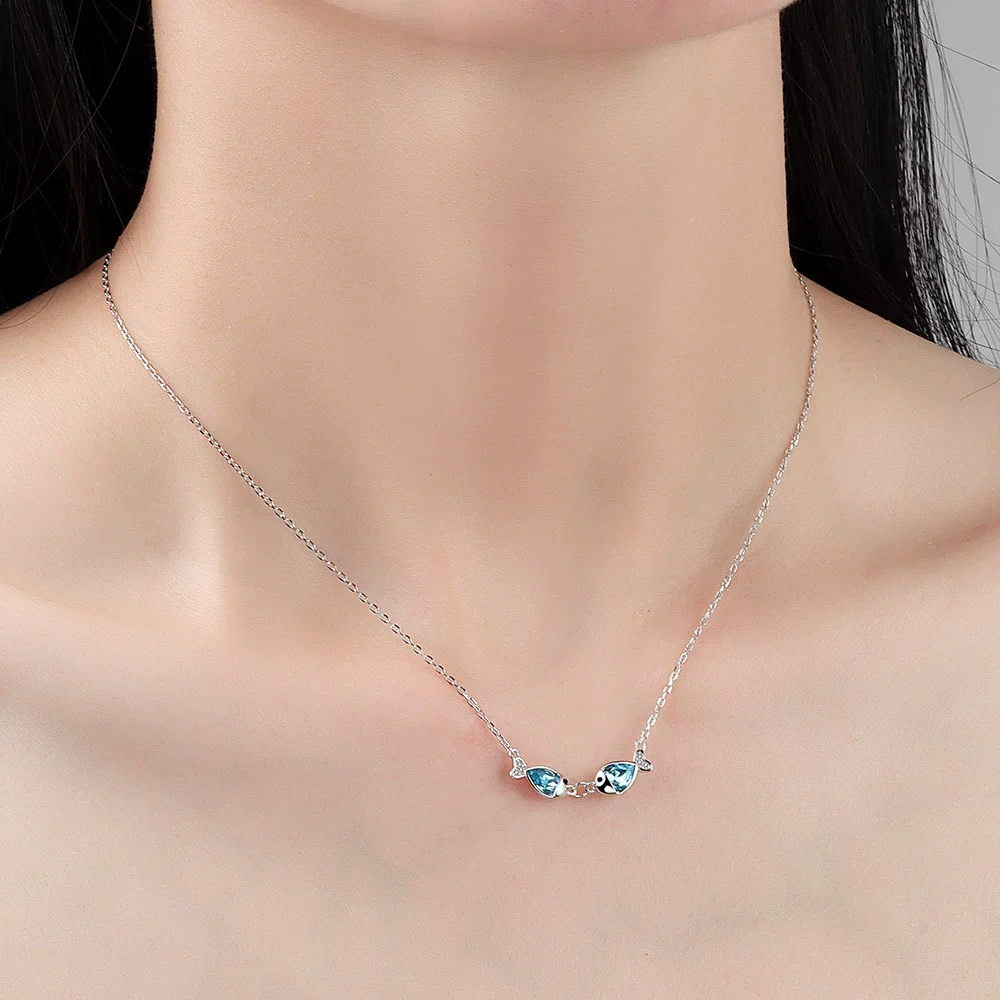 Wholesale S925 Sterling Silver Necklace With Geometric Design And Fish Kiss Pendant For Women - Image 3