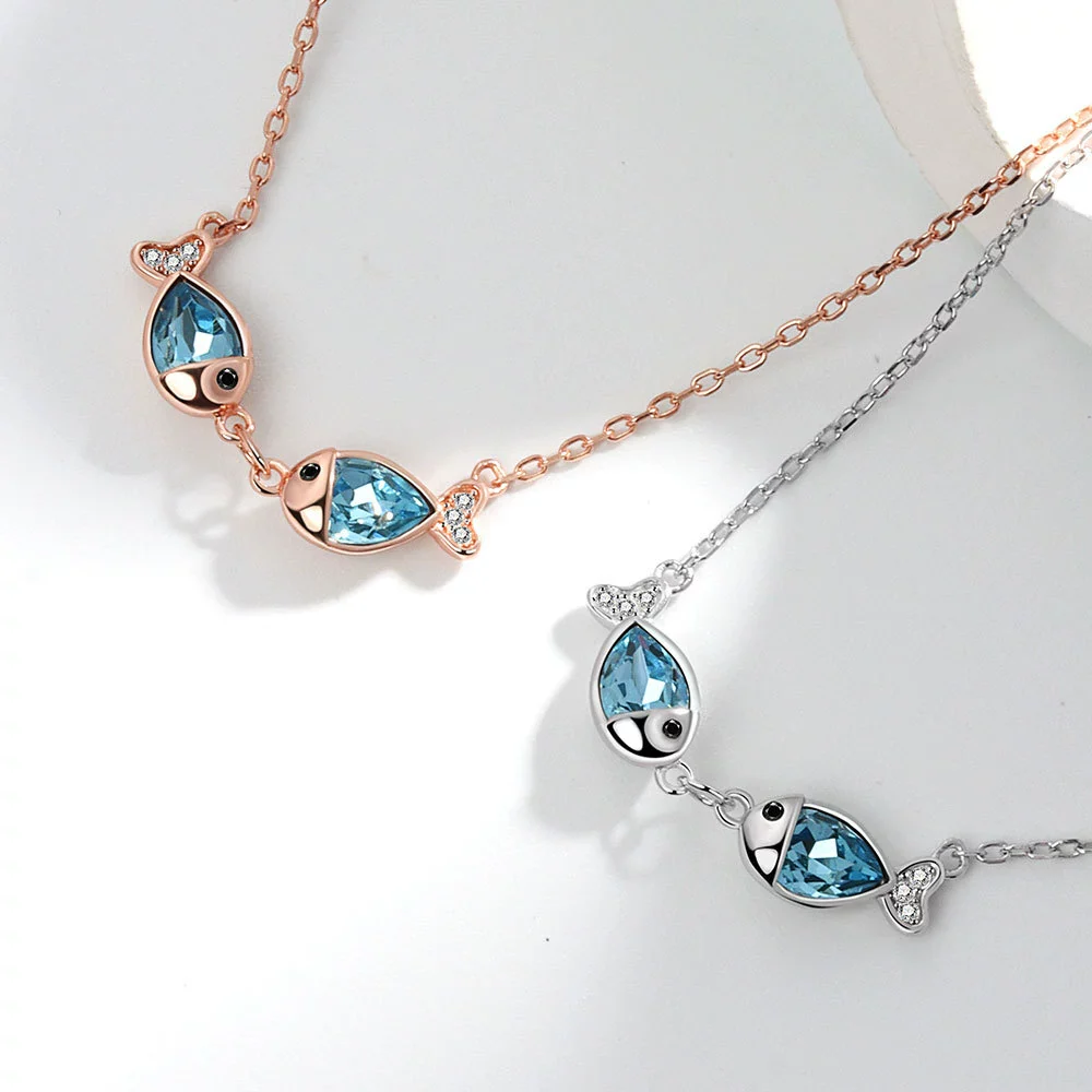 Wholesale S925 Sterling Silver Necklace With Geometric Design And Fish Kiss Pendant For Women - Image 4