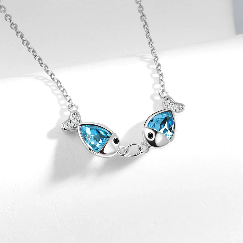 Wholesale S925 Sterling Silver Necklace With Geometric Design And Fish Kiss Pendant For Women - Image 6